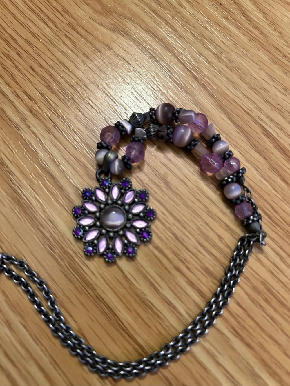 Vintage Purple Gemstone Pendant Necklace